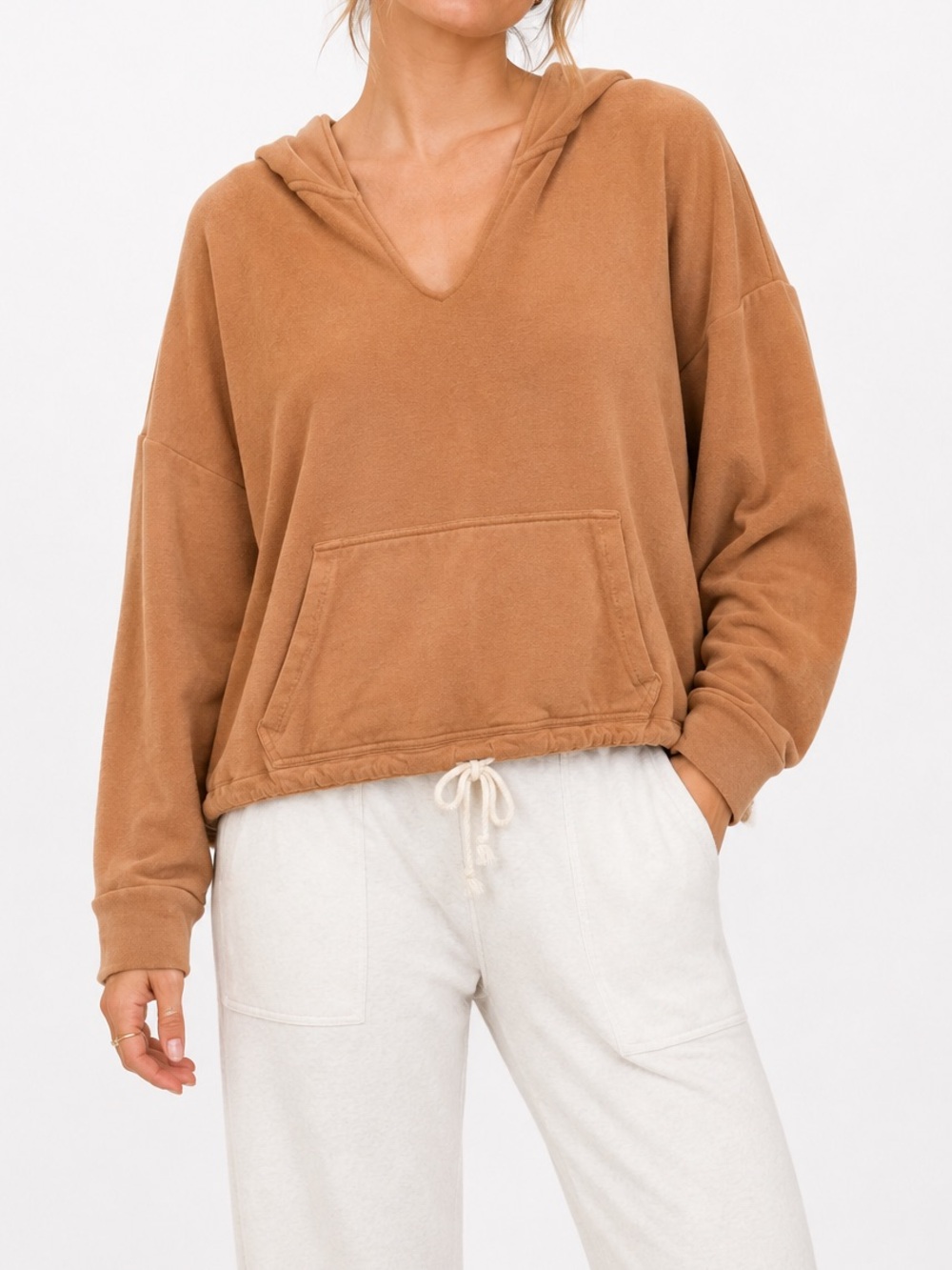 Lou & Grey Camel Signature Soft Plush Hooded Pullover Hoodie Sweatshirt Medium